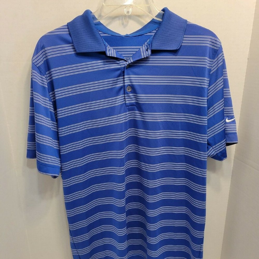 Nike Golf Dri Fit Blue Stripe Polo XL